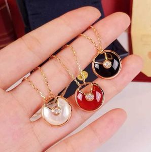 Strands Strings Kajia Amulet Necklace 925 Sterling Silver Plated 18k Gold White Fritillaria Red Agate Safety Charm Pendant Collar Chain