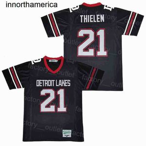 Movie Football Lakes High School 21 Adam Thielen Jersey All Stitched Pure Cotton Hip Hop For Sport Fans College Breathable Team Color Black