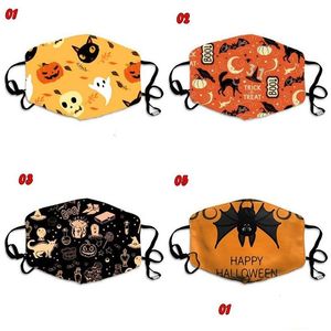 Designer Masks Black Cats Bats Pumpkin Ghosts Dust Face Masks Happy Halloween Mascarilla Fashion Washable Mascherine Reusable Custom Dhynn