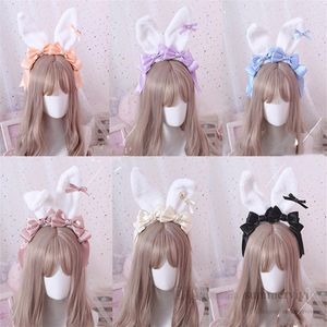 Easter Children plush rabbit ears hair sticks girls ribbon Bows princess hair accessories kids cosplay party hairbands Q4582210O
