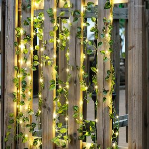 Струны искусственное зеленый лист цветочный светодиодный светодиодные светильники Гарленда Рождественские украшения для домашнего отдыха в саду свадебный декор.