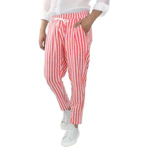 Men's Tracksuits Trousers And Men's Striped Loose Breathable Cotton Linen Casual Waist Men's pants 221122