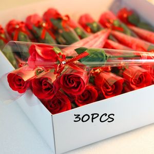 Flores decorativas grinaldas 30pcs sabão rosa Banho artificial Casamento do dia dos namorados Dado do dia do dia dos namorados Decoração de casa nórdica 221122