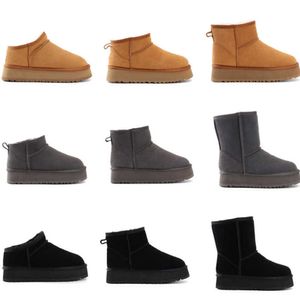 Snow Platform Australia Designer Slipper Tazz Braid Comfy Women Mocka fårskinn pälsfodrad glider Vinterskor Chesut Boots