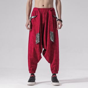 Tute da uomo stile cinese larghe taglie forti pantaloni sportivi casual techwear cavallo stampato pantaloni larghi abbigliamento tradizionale pantaloni harajuku 221122