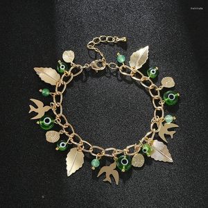 Gliederarmbänder, Modeschmuck, Damen, hochwertig, Geschenk, vergoldet, Schwalbenfeder, Porträt, Zubehör, Teufelsauge-Kette