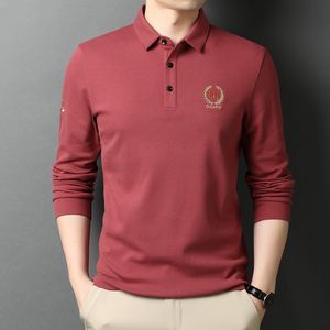 Mens Polos High End Mash Mander Projektant zwykły haft zwyczajny koszule z długim rękawem Mężczyźni Zamknij kołnierzyki