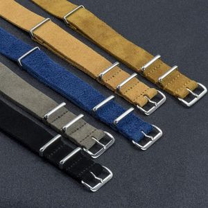 Watch Bands 20mm 22mm Brown Khaki Watchband Soft Suede Leather Nato Strap Wrist Quick Release Accessories Replacement267t