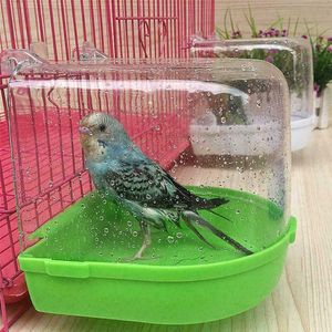 Andere Heimtierbedarf Kunststoff-Vogeltränken Box Wasserspender-Set Multifunktions-Papageien-Badewannenbox Wandmontierter Duschraum Vogelkäfigzubehör 221122