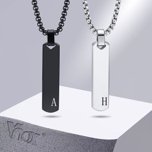 Initial Bar Necklace for Him Men Thick Geometric Vertical Pendant with A-Z Letters Custom Name English Letter Necklace DIYPunk Jewelry Gift Casual Simple Collar
