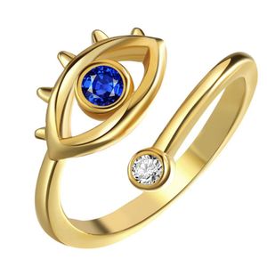 Pierścień Solitaire Cubic Zirconia Zła oko Pierścień Otwarcie Regulowane Turkey Blue Eye Pierścienie dla kobiet mężczyzn Mode Biżuteria Dostawa 2021 DHMF7