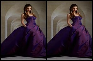 2020 charmiga lila aftonklänningar ärmlösa Elie Saab -klänningar Bollklänning Ruched Tafta Long Dress Prom med Pocket7508982