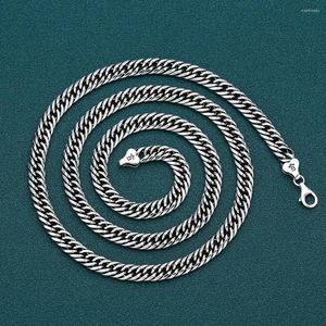 Catene Real S925 Sterling Silver Donna Uomo Lucky Curb Collana con maglie a catena 50-65 cm