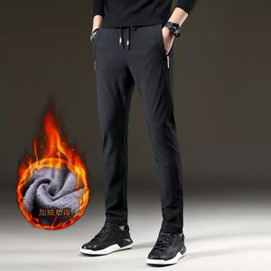 Tute da uomo Pantaloni invernali in pile caldo da uomo Pantaloni casual coreani Slim Pantaloni spessi caldi per uomo moda Nero grigio blu Pantaloni maschili 221122