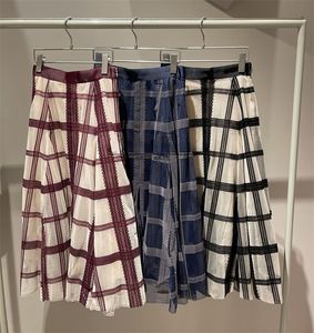 Kjolar kuzuwata hösten vinter faldas mujer moda söt lång kontrast färg pläd mesh kjol japansk hög midja smal aline jupe 221122