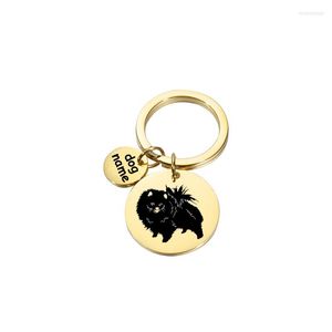 Keychains Pomerânia Pomerânia Adorável Animal Animal Pet Keychain Stainless Aço Palavras a laser Pingente keyring Fornecedor personalizado de jóias DIY