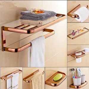 Set di accessori da bagno Accessori da bagno in ottone Oro rosa Porta accappatoio Porta carta Porta asciugamani Porta sapone Hardware