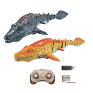 Elektriska RC Animals Remote Control Boats for Pools and Lakes RC Mosasaurus Rechargeble Battery 2 4GHz Marine Life Racing Boat Gift Toy 221122