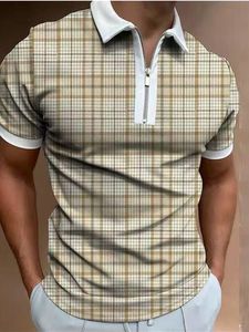 Herren Polos Mode gestreiftes Patchwork Poloshirt Sommer Hohe Qualität Casual Täglich Kurzarm Herren Hemden Revers Reißverschlüsse Design Tops T-Shirts Herren 221122