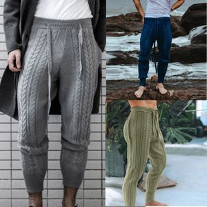 Erkekler Trailtsits Erkekler Örme Pantolon Pantolon İnce Moda Erkek Anklelength Pantolon Çizme Düz Renkli Kalem Sonbahar Kış Sıcak Yün Pantolon 221122