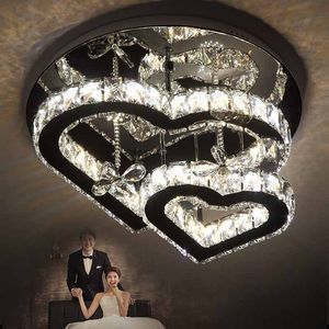 LED żyrandole w kształcie serca nowoczesne lampy sufitowe LED salon luksusowe kryształowe lampy sypialni okrągłe urządzenia lampy kuchenne