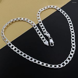Chains BAYTTLING 8MM S925 Silver 16/18/20/22/24 Inches Side Figaro Chain Necklace For Men Women Fashion Jewelry Wedding Party Favors