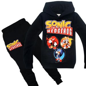 Jungen Mädchen Sonic die Hedgehog -Kleidung Sets Hoodie Hosen Kinder Kinder Sweatshirt Hosen Langarm T -Shirt Tops Tee Kleidung255u