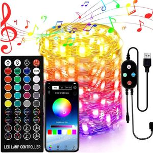 Christmas Decorations USB LED String Light Smart Bluetooth App Control Lights Outdoor Waterproof Fairy for Christmas/Holiday/Party Decor 221122