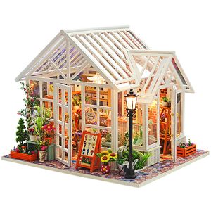 Doll House Accessories CuteBee DIY House Wooden Mini Mini مع حديقة لبناء أدوات الأثاث Casa للأطفال هدية عيد ميلاد 221122