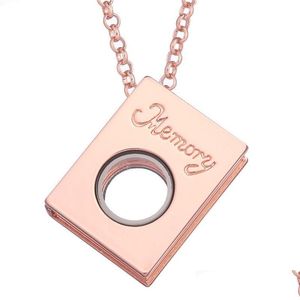 Pendant Necklaces Open Book Memory Locket Pendant Necklace Sier Gold Floating Lockets For Women Diy Fashion Jewelry Drop Delivery Ne Dho6Z