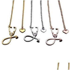 Pendant Necklaces Nurse Stethoscope Necklace Heart Initial Pendant Necklaces For Doctors And Nurses Chrismtas Gifts Drop Delivery Je Dho1K