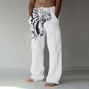 Men's Tracksuits Pans Sport 12 Year Old Mens Fashion Casual Printed Linen Pocket Lace Up Pants Large Size Pants 221122