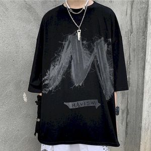 Camisetas masculinas e camisetas de manga curta feminina Trendência de verão escura High Street Splash Ink Smoke letter imprimindo White Black Coll Top