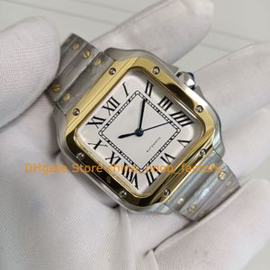 Armbanduhren Uhren für Frauen mit Box 35mm Silber Römisches Zifferblatt 18k Gelbgold Zweifarbiges Damenarmband Automatikwerk Mechanische Kleid Geschenkuhr