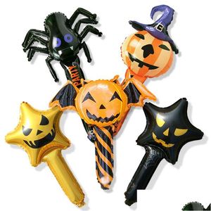 Decoração de festa decoração de Halloween Spider Spider Pumpkin Handheld Balloon Party Festival Store Store Decorações de brinquedo Deco DHRWB