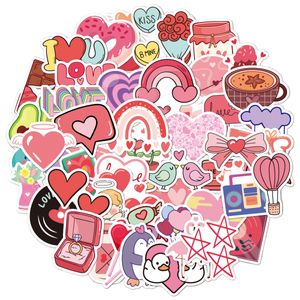 Pack of 50Pcs 2023 Valentine's Day Stickers No-Duplicate Waterproof Vinyl Sticker for Luggage Skateboard Notebook Laptop Water Bottle Phone Case Guitar Car Decals