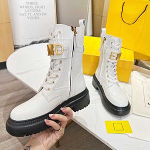 Thick Sole Martin Short Boots Patent Leather Metal Belt Buckle Women's Shoes Motorcycle Designer Fashion classic Ladies Boot