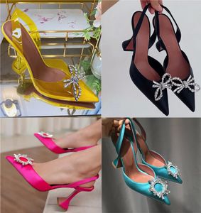 Sandal Dress Shoes Designer Satin High Women High HeeledBow Crystal-Embellished Buckle Pointed Toesl Sunflower Summer women's Shoess variety of colors available