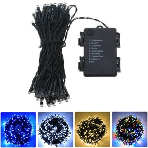 Decorações de Natal Árvore Luzes de cordas de fada 100Leds 200Leds Iluminação à prova d'água alimentada por bateria para casamento de casamentos Decoração interna externa 221122