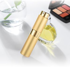 8ml Rotary Portable Refillable Glass Perfume Bottle Metal Atomizer Spray Travel Aluminum Empty Parfume Bottles