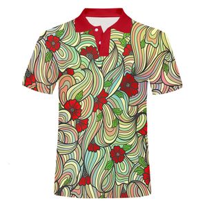 Herren Polos IFPD EU-Größe Polo-T-Shirts für Männer 3D-Druck Rote Blume Coole Golf-Polo-Shirts Unisex Manwomans Kurzarm-Tops Hip Hop 6XL 221122