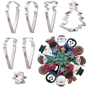 Moldões de cozimento Keniao Christmas Platter Cutter Cutter - 7 PC Renafra de neve Snowman Snow Biscuit Biscuit Moldes de aço inoxidável 221122