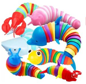 UPS Party Favor Fidget Toys Slug Articulated Flexible 3D Slugs Funny Toys For All Ages Relief Anti-Anxiety Sensory GJ0620