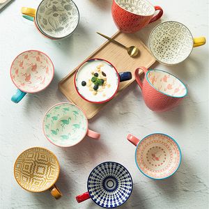 Tazze Difetto retrò Creativo Personalità nordica Tendenza Grande capacità Colazione cereali Latte Ragazza carina Caffè in ceramica 221122