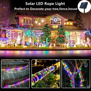 Christmas Decorations Decoration Street Garland Led Solar Festoon Fairy Tube Rope String Lights 7/12/22M For Year Wedding Outdoor Decor 221122