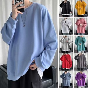 Hoodies 2022 Autumn Baggy Sweatshirt Men's Crewneck Hip Hop Loose Pullover Unisex Korean Fashion All-Match Multicolor Tops Harajuku Sale Y2211