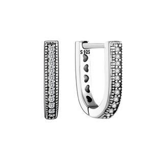 U-förmige Creolen aus echtem Sterlingsilber mit Originalverpackung für Pandora-Damen- und Herrenmode-Partyschmuck, CZ-Diamant, Geschenk für Freundin, Ohrstecker