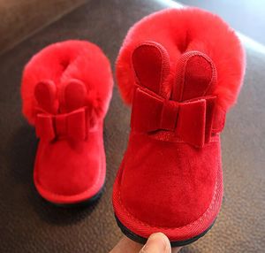 Boots Girls Bunny Bow Red Pink Ankle Shoes Warm Fur Animal Snow Nina Zapatos Kids Toddler Winter Footwear Sandq Baby 221122