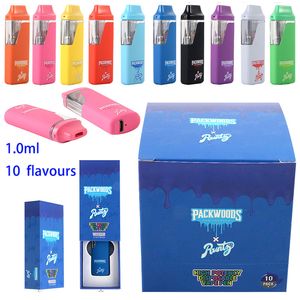Packwoods X Runtz E cigarettes 10 Flavours Rechargeable Disposable Device Pods 1ml Vapes Pen Preheating Starter Kits 380mah Battery Bottom With USB Cable Empty