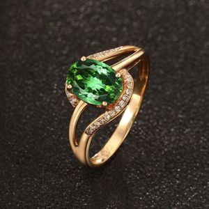 18K Rose Gold Imitation Green Tourmaline Band Rings imitation diamond Ring Girl classic men Titanium steel designer for women luxury gifts woman girl jewlery